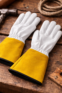 Gants de protection pour le soudage et le meulage, résistants aux étincelles, avec manchette allongée, personnalisation OEM - Product Image 3