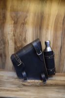 Tas Swingarm sepeda motor, kantung peralatan bagasi pit motor kulit asli tahan air dengan pegangan botol