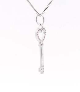 Collar con colgante de plata de ley 925 sólida y oro rosa con llave de diamante natural para mi corazón para joyería de moda para mujer - Product Image 5