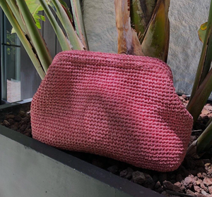 กระเป๋าคลัทช์ Raffia | กระเป๋าถือ Raffia ธรรมชาติ | กระเป๋าคลัทช์พร้อมล็อคโลหะที่ซ่อนอยู่ - Product Image 2
