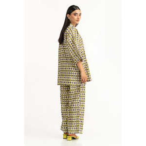 Conjunto de 2 Piezas Off-White con Estampado Ondulado y Textura Arrugada, Transpirable, para Mujer, Casual, Tela Crepé, Talla XS, Sin Cuello, Shorts - Product Image 3