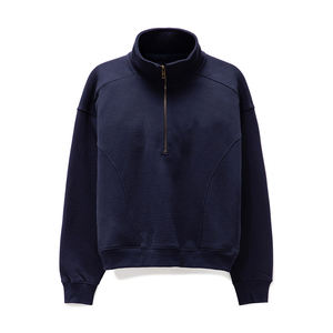 2025 usine personnalisé col rond 1/4 demi fermeture éclair polaire pull coton hommes hiver Streetwear coupe régulière sweat brodé - Product Image 1