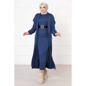 Conjunto de Dos Piezas Otoñal en Indigo Trenzado, Corte Holgado con Estampado - Product Image 1