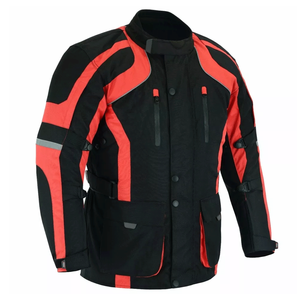 Abrigo de motocicleta blindado CE impermeable de invierno para hombre, chaqueta textil Cordura negra/roja, a prueba de viento, opciones de talla grande, diseño impreso - Product Image 1
