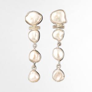 Natural White Pearl 925 Sterling <b>Silver</b> 18k Gold Plated for Women and Girls Cute <b>Long</b> <b>Earring</b> - Product Image 6