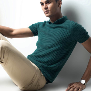 Marca Amriss Cable Knit para Polos moda moderna Unisex manga corta comodidad camisetas patrón sólido EXPORTACIÓN DE Bangladesh - Product Image 5