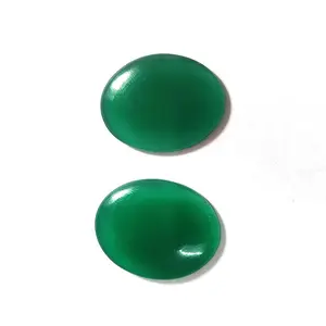 天然绿色玛瑙30x23mm毫米椭圆形凸圆形绿色玛瑙23 cts宽松宝石珠宝制作供应德鲁兹宝石