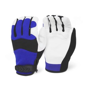 Goatskin-guantes de seguridad para el trabajo, guantes mecánicos de piel de cabra de grano Premium, color negro, azul - Product Image 2