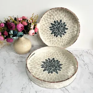 Bandeja de nácar más vendida, bandeja de servicio negra, diseño y color personalizados en la fábrica artesanal HNH - Product Image 2