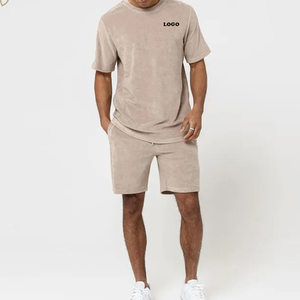 ชุดกางเกงขาสั้นผ้าฝ้ายออร์แกนิกสำหรับผู้ชาย100% ผ้าเทอร์รี่ย้อมสีล้วนแห้งเร็วระบายอากาศได้ดี - Product Image 1