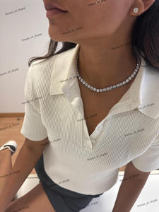 สร้อยคอเทนนิสเพชรโมอิสทรงกลมตัดสดใสสำหรับผู้หญิงพร้อมตะกร้าง่ามตั้งค่า925เงินสเตอร์ลิง - Product Image 3