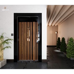 Puerta Manual de Acero Inoxidable ABSDOOR SUN, Acabado Brillante, Revestimiento de PVC, Puerta Interior de Entrada, Puertas de Partición Semi-Centradas, Turquía - Product Image 4