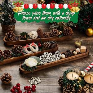 8 piezas de cuencos de masa de madera, bandeja de oliva larga de madera rústica, accesorios decorativos para tablero de charcutería, decoración de cuencos de madera tallada a mano - Product Image 2