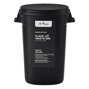 Black <b>Lid</b> Waste <b>Bin</b> (100Lt) Model 25110+25990 - Product Image 2
