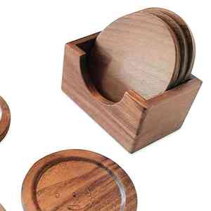 Posavasos de madera personalizados de lujo hechos a mano fabricante de madera de mango de nogal exportador India - Product Image 2