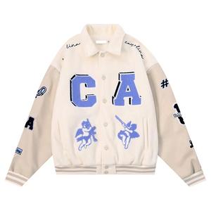 Parches bordados de chenilla para hombre chaquetas universitarias Cuerpo de lana Mangas de cuero Letterman Baseball College Jacket - Product Image 5