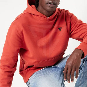 Sweat à capuche décontracté à double couche pour adultes à la mode motif solide hiver poche basse tissu polaire teint uni - Product Image 3