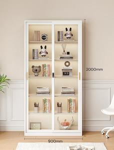 Hiện đại sàn nhà phòng khách lưu trữ hiển thị đứng tủ văn phòng tập tin Tủ sách trắng với cử<span class=keywords><strong>a</strong></span> kính - Product Image 5