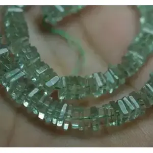 Perles d'espacement en améthyste verte, lisses, en forme de cube Heishi, pierres précieuses carrées, 16,5 mm, 6 mm, minéraux naturels polis et calibrés - Product Image 4