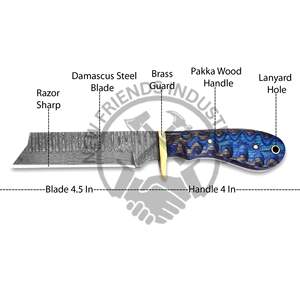 Cuchillo cortador de toro de acero de Damasco hecho a mano OBM DIY Punto de caída para vaquero occidental caza desollado Camping actividades al aire libre - Product Image 2