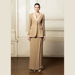 Blazer de qualité supérieure pour femmes BLAZER ENCOCHÉ CLEF avec revers tissu treillis rustique vêtements pour femmes élégant fourmi blanche - Product Image 2