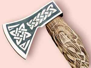 High Quality Handmade Viking Battle <b>Axe</b> Rosewood Engraved Handle High Carbon Steel blade best For Outdoor & Camping OEM MOQ 5 - Product Image 2