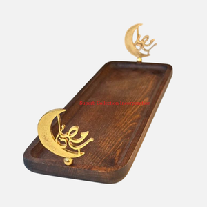 Fancy Kitchen Food Serving Tray with <b>Floral</b> Design Handle Low Price Hotel Ware Wooden Tray for Catering Desserts Snacks Serving - Product Image 3