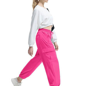 Pantalon cargo en coton pour femmes, respirant, durable, écologique, coupe ample et surdimensionnée, coupe-vent, pour un usage quotidien ou formel, vente en gros OEM - Product Image 3