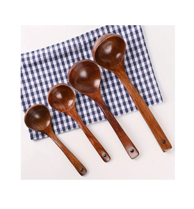 Look traditionnel vaisselle en bois naturel cuillère à soupe louche tourneur longue soupe de riz écumoire cuillères de cuisine look designer - Product Image 4