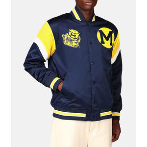 Chaqueta universitaria de satén de béisbol personalizada para hombre, 100% poliéster, cuello levantado bordado, estilo callejero para invierno - Product Image 3