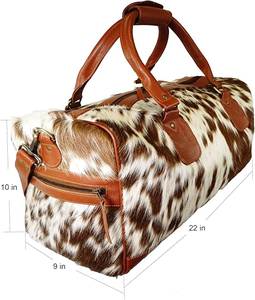 Bolsa de Viaje de Cuero Vacuno Natural de Lujo Premium, Hecha a Mano, con Pelo, Ecológica, Personalizable, Duradera y Multifuncional - Product Image 2