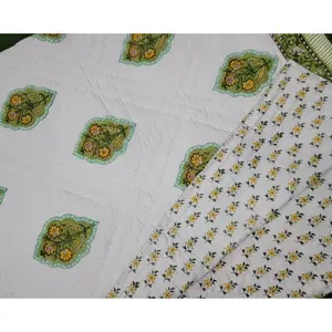Hand Block Print 100% Cotton <b>Double</b> <b>Bed</b> <b>Sheet</b> with Mugal Motifs 220+ GSM White - Product Image 1