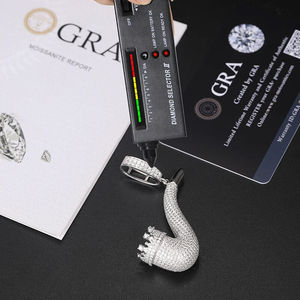 Unisexe 925 Pipe Pendentif Collier Iced Out Lab Grown Diamond Gold Silver Color Charm Hip Hop Fine Jewelry. - Product Image 2