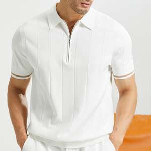 Camisa de Punto para Hombre, Alta Calidad, 100% Poliéster, Cuello Polo, Diseño de Manga Corta, Suéter con Media Cremallera 1/4 - Product Image 3