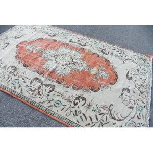 Grand tapis turc vintage 5,7x9 pieds, tapis persan brun en laine - Product Image 2