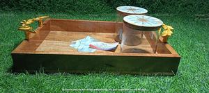 Ensemble de service en acrylique artisanal, plateau en bois incrusté de nacre, récipient de stockage alimentaire, style classique, édition cadeau de l'Aïd - Product Image 3