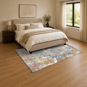 Tapis de salon en chenille antidérapant, imprimé numérique effet marbre multicolore neutre, lavable en machine, vente en gros RUGS DEPOT LXDP-0426 - Product Image 3