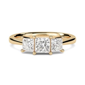 Bague trilogie à bande conique, coupe princesse, diamant de laboratoire de 0,50 ct en platine - Product Image 2