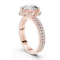 Bague de fiançailles pour femme avec halo de diamants de laboratoire ronds brillants de 2,83 carats, pierres VVS-VS EF CVD, or 18KT/14KT/10KT et argent 925 rose
