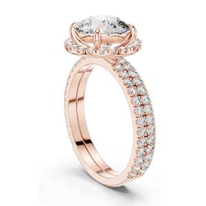 Anillo Halo con Diamante de Laboratorio Redondo Brillante de 2.83 CT para Mujer, Piedras VVS-VS EF CVD, Oro de 18KT, 14KT, 10KT y Plata 925, Color Rosa - Product Image 5