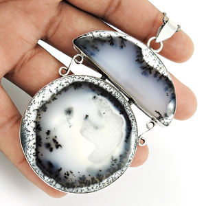 Nueva llegada diseño de lujo 925 plata esterlina dendrita natural ópalo piedra preciosa diseño único colgante de lujo joyería Bohemia hecha a mano - Product Image 2