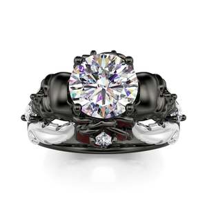 Bague Jeulia Romantique Tête de Mort en Argent Sterling Rose avec Sertissage à Griffes et Coupe Ronde - Product Image 2