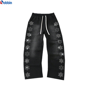 Pantalones de Moda Casual para Hombre, Pantalones Deportivos Personalizados con Pedrería, Pantalones de Chándal Holgados de Algodón de Corte Ancho - Product Image 5