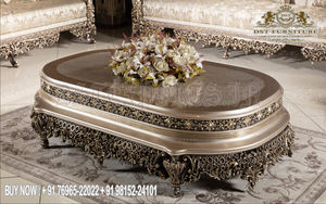 Muebles de madera de teca tallada en plata barroca para sala de estar, conjunto de sofá de forma ovalada de lujo, pulido, clásico y plateado - Product Image 2