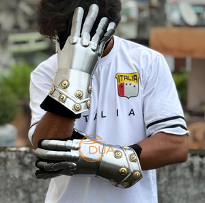 Gants d'armure de chevalier médiéval en acier, finition acier, gants de costume, armure portable pour cosplay et exposition - Product Image 4