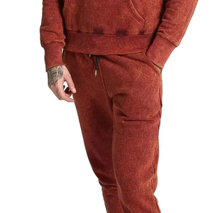 Premium Men Washed Tracksuit Acid Wash Vintage Hoodie And Jogger Heavyweight Cotton Streetwear Style Logo Wholesale <b>Supply</b> - Product Image 4