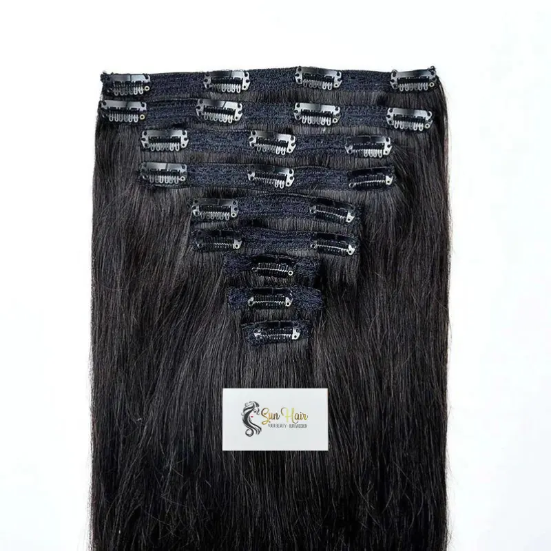 Sun Hair Company Hot Trendy Products Silk Seamless Natural Straight Clip in Hair Extension 100% Vietnamese Human Hair
