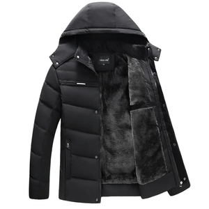 La chaqueta universitaria de invierno con capucha y cuello levantado más vendida para hombre de talla grande con bolsillo transpirable Reversible tela vaquera - Product Image 5
