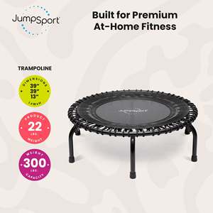 Trampolino JumpSport 350 per Fitness Indoor, Leggero, Telaio Nero da 39 Pollici, Sicuro per Bambini, in Polipropilene PVC, per Parchi Divertimento all'Aperto - Product Image 3