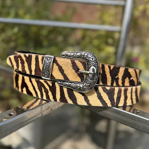 Ceinture à imprimé tigre, design western vintage, imprimé par transfert thermique, boucle en acier robuste et durable, longueur réglable - Product Image 1